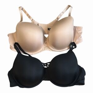 Torrid 48D Bra Lot XO Plunge Push Up & Demi Lift Black Nude NWT